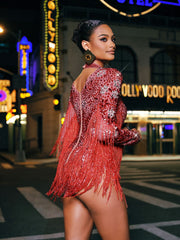 Macsen Rhinestone Fringe Bodysuit