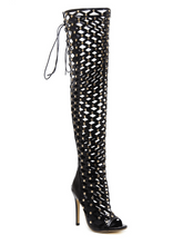 Maison Lace Up Net Hollow Boots