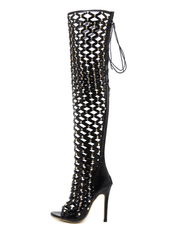 Maison Lace Up Net Hollow Boots