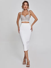 Mariam Bandage Pencil Skirt In White