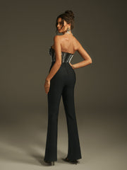 Marika Strapless Pearl Bandage Jumpsuit