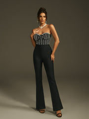 Marika Strapless Pearl Bandage Jumpsuit