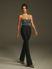 Marika Strapless Pearl Bandage Jumpsuit