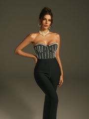 Marika Strapless Pearl Bandage Jumpsuit