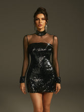 Marilee Long Sleeve Sequin Mesh Mini Dress