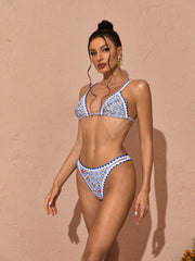 Marleigh Printed Bikini Two Piece Set In Blue