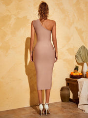 Maya One Shoulder Bandage Dress In Nude