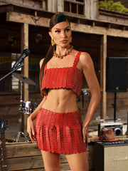 Mckie Leather Circle Chainmail Skirt Set