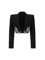 Merrick Butterfly Crystal Embellished Blazer In Black