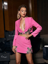 Merrick Butterfly Crystal Embellished Blazer In Pink