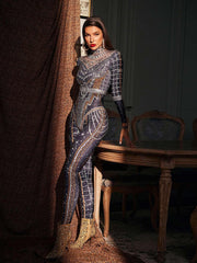 Micaela Printed Rhinestone Jumpsuit