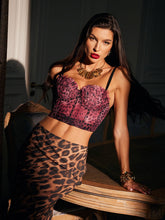 Mitchell Spaghetti Leopard Print Top In Red