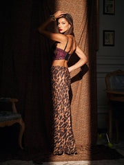 Mitchell Spaghetti Leopard Print Top In Red