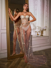 Nagisa Strapless Fringe Split Skirt Set