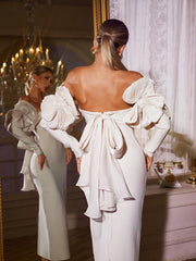 Naida Off Shoulder Flower Bandage Midi Dress In White