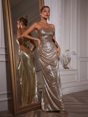 Naja Strapless Flower Maxi Dress