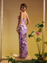 Nakoa Strapless Sequin Embroidered Maxi Dress In Purple