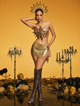 Naldrek Halterneck Butterfly Wing Armor Top In Gold
