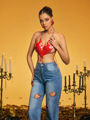 Naldrix Halterneck Flame Armor Top