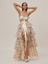 Nalima Floral Printed Skirt Set In Apricot