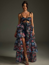 Nalima Floral Printed Skirt Set In Black