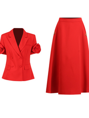 Naniel Short Sleeve Button Up Flower Blazer Set