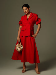 Naniel Short Sleeve Button Up Flower Blazer Set