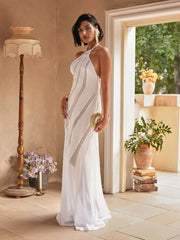 Narwani Halterneck Satin Maxi Dress