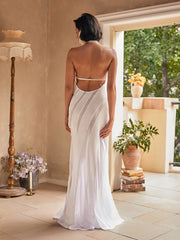 Narwani Halterneck Satin Maxi Dress