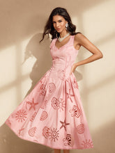 Nawra Sleeveless Cutout Embroidered Midi Dress