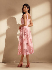 Nawra Sleeveless Cutout Embroidered Midi Dress