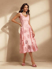 Nawra Sleeveless Cutout Embroidered Midi Dress