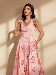 Nawra Sleeveless Cutout Embroidered Midi Dress