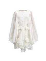 Nekoda Balloon Sleeve Ruffle Mini Dress In Apricot