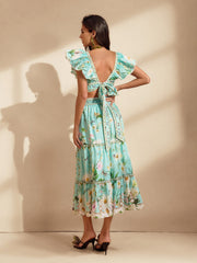 Nerice V Neck Floral Printed Skirt Set