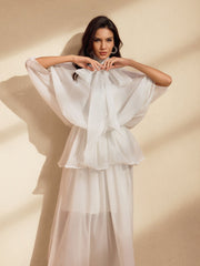 Niesha Ruffle Bow Mesh Maxi Dress