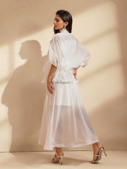 Niesha Ruffle Bow Mesh Maxi Dress