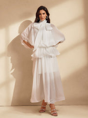 Niesha Ruffle Bow Mesh Maxi Dress