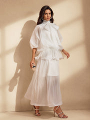 Niesha Ruffle Bow Mesh Maxi Dress