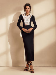 Nikifor Folded Collar Floral Midi Dress