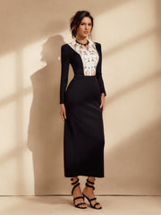 Nikifor Folded Collar Floral Midi Dress