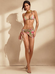 Nilima Leopard Floral Bikini Three Piece Set
