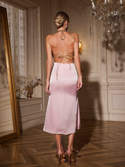 Nyrax Halterneck Chain Triangle Armor Top In Pink