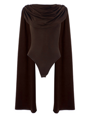 Nyressa Cowl Neck Bodysuit In Brown