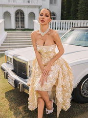 Nyviera Strapless Flower Midi Dress