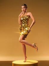 Nyxara Strapless Sequin Embellished Mini Dress In Gold