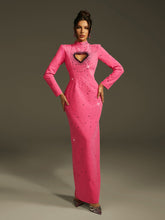 Oaelrix Backless Heart Rhinestone Maxi Dress