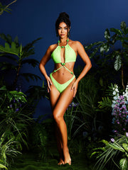 Oakes Halterneck Beaded One Piece Swimsuit