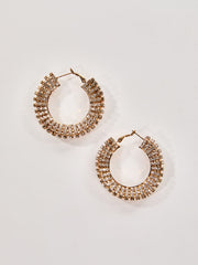 Oexryn Rhinestone Hoop Earrings In Gold