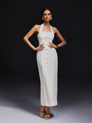 Ogen Halterneck Button Maxi Dress